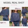 imageDokotoo Women Blouses Dressy Casual 34 Length Sleeve Womens Tops Boat Neck Batwing Dolman TopDark Blue