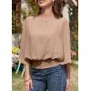 imageDokotoo Women Blouses Dressy Casual 34 Length Sleeve Womens Tops Boat Neck Batwing Dolman TopPale Khaki