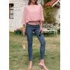 imageDokotoo Women Blouses Dressy Casual 34 Length Sleeve Womens Tops Boat Neck Batwing Dolman TopPeach Blossom