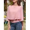 imageDokotoo Women Blouses Dressy Casual 34 Length Sleeve Womens Tops Boat Neck Batwing Dolman TopPeach Blossom