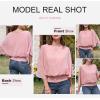 imageDokotoo Women Blouses Dressy Casual 34 Length Sleeve Womens Tops Boat Neck Batwing Dolman TopPeach Blossom