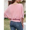 imageDokotoo Women Blouses Dressy Casual 34 Length Sleeve Womens Tops Boat Neck Batwing Dolman TopPeach Blossom