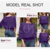imageDokotoo Women Blouses Dressy Casual 34 Length Sleeve Womens Tops Boat Neck Batwing Dolman TopTillandsia Purple