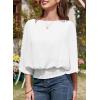 imageDokotoo Women Blouses Dressy Casual 34 Length Sleeve Womens Tops Boat Neck Batwing Dolman TopWhite