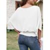 imageDokotoo Women Blouses Dressy Casual 34 Length Sleeve Womens Tops Boat Neck Batwing Dolman TopWhite