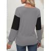 imageDokotoo Women Blouses Dressy Casual Color Block Long Sleeve Shirts V Neck Tops Fall Outfits 2025Black Grey