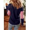 imageDokotoo Women Blouses Dressy Casual Color Block Long Sleeve Shirts V Neck Tops Fall Outfits 2025Blue Stripe