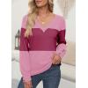 imageDokotoo Women Blouses Dressy Casual Color Block Long Sleeve Shirts V Neck Tops Fall Outfits 2025Bonbon