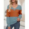 imageDokotoo Women Blouses Dressy Casual Color Block Long Sleeve Shirts V Neck Tops Fall Outfits 2025Canton