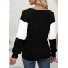 imageDokotoo Women Blouses Dressy Casual Color Block Long Sleeve Shirts V Neck Tops Fall Outfits 2025Color Black
