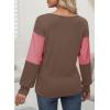 imageDokotoo Women Blouses Dressy Casual Color Block Long Sleeve Shirts V Neck Tops Fall Outfits 2025Desert Palm