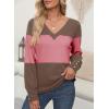 imageDokotoo Women Blouses Dressy Casual Color Block Long Sleeve Shirts V Neck Tops Fall Outfits 2025Desert Palm