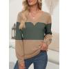 imageDokotoo Women Blouses Dressy Casual Color Block Long Sleeve Shirts V Neck Tops Fall Outfits 2025Four Leaf Clover