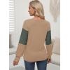 imageDokotoo Women Blouses Dressy Casual Color Block Long Sleeve Shirts V Neck Tops Fall Outfits 2025Four Leaf Clover