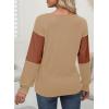imageDokotoo Women Blouses Dressy Casual Color Block Long Sleeve Shirts V Neck Tops Fall Outfits 2025Light French Beige