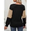 imageDokotoo Women Blouses Dressy Casual Color Block Long Sleeve Shirts V Neck Tops Fall Outfits 2025Parchment