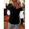 imageDokotoo Women Blouses Dressy Casual Color Block Long Sleeve Shirts V Neck Tops Fall Outfits 2025V1 Color Black