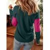 imageDokotoo Women Blouses Dressy Casual Color Block Long Sleeve Shirts V Neck Tops Fall Outfits 2025V1 Evergreen