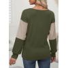 imageDokotoo Women Blouses Dressy Casual Color Block Long Sleeve Shirts V Neck Tops Fall Outfits 2025Vineyard Green