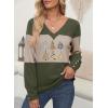imageDokotoo Women Blouses Dressy Casual Color Block Long Sleeve Shirts V Neck Tops Fall Outfits 2025X1 Vineyard Green