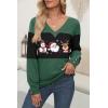 imageDokotoo Women Blouses Dressy Casual Color Block Long Sleeve Shirts V Neck Tops Fall Outfits 2025X2 Blackish Green