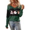 imageDokotoo Women Blouses Dressy Casual Color Block Long Sleeve Shirts V Neck Tops Fall Outfits 2025X2 Blackish Green