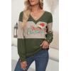 imageDokotoo Women Blouses Dressy Casual Color Block Long Sleeve Shirts V Neck Tops Fall Outfits 2025X2 Vineyard Green
