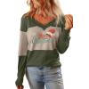 imageDokotoo Women Blouses Dressy Casual Color Block Long Sleeve Shirts V Neck Tops Fall Outfits 2025X2 Vineyard Green
