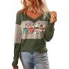 imageDokotoo Women Blouses Dressy Casual Color Block Long Sleeve Shirts V Neck Tops Fall Outfits 2025X3 Vineyard Green