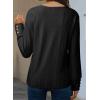 imageDokotoo Women Blouses Dressy Casual V Neck Long Sleeve Shirts Buttons Hollow Out Lace Embroidered TopsBlack