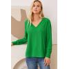imageDokotoo Women Blouses Dressy Casual V Neck Long Sleeve Shirts Buttons Hollow Out Lace Embroidered TopsBright Green