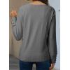 imageDokotoo Women Blouses Dressy Casual V Neck Long Sleeve Shirts Buttons Hollow Out Lace Embroidered TopsGrey