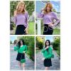 imageDokotoo Women Blouses Dressy Casual V Neck Long Sleeve Shirts Buttons Hollow Out Lace Embroidered TopsPurple