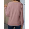 imageDokotoo Women Blouses Dressy Casual V Neck Long Sleeve Shirts Buttons Hollow Out Lace Embroidered TopsRose Tan