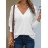 imageDokotoo Women Blouses Dressy Casual V Neck Long Sleeve Shirts Buttons Hollow Out Lace Embroidered TopsWhite