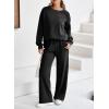 imageDokotoo Womens 2 Piece Outfits Sweatshirt Lounge Sets Textured Long Sleeve Tops and Drawstring Pants SweatsuitBlack