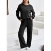 imageDokotoo Womens 2 Piece Outfits Sweatshirt Lounge Sets Textured Long Sleeve Tops and Drawstring Pants SweatsuitBlack