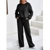 imageDokotoo Womens 2 Piece Outfits Sweatshirt Lounge Sets Textured Long Sleeve Tops and Drawstring Pants SweatsuitBlack