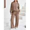 imageDokotoo Womens 2 Piece Outfits Sweatshirt Lounge Sets Textured Long Sleeve Tops and Drawstring Pants SweatsuitDune