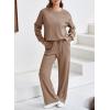 imageDokotoo Womens 2 Piece Outfits Sweatshirt Lounge Sets Textured Long Sleeve Tops and Drawstring Pants SweatsuitDune