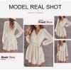 imageDokotoo Womens 2024 Summer Spring V Neck Ruffle Chiffon Elegant Tie Knot Mini Short Swing Skater Dresses1 Beige