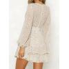 imageDokotoo Womens 2024 Summer Spring V Neck Ruffle Chiffon Elegant Tie Knot Mini Short Swing Skater Dresses1 Beige