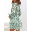 imageDokotoo Womens 2024 Summer Spring V Neck Ruffle Chiffon Elegant Tie Knot Mini Short Swing Skater Dresses1 Green