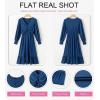 imageDokotoo Womens 2024 Wrap VNeck Twist Knot Long Sleeve Empire Waist Midi Maxi Dress ALine Ruched Flowy Dress with PocketsBlue