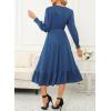 imageDokotoo Womens 2024 Wrap VNeck Twist Knot Long Sleeve Empire Waist Midi Maxi Dress ALine Ruched Flowy Dress with PocketsBlue