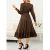 imageDokotoo Womens 2024 Wrap VNeck Twist Knot Long Sleeve Empire Waist Midi Maxi Dress ALine Ruched Flowy Dress with PocketsBrown