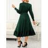 imageDokotoo Womens 2024 Wrap VNeck Twist Knot Long Sleeve Empire Waist Midi Maxi Dress ALine Ruched Flowy Dress with PocketsGreen 2
