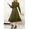 imageDokotoo Womens 2024 Wrap VNeck Twist Knot Long Sleeve Empire Waist Midi Maxi Dress ALine Ruched Flowy Dress with PocketsGreen