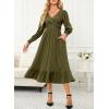 imageDokotoo Womens 2024 Wrap VNeck Twist Knot Long Sleeve Empire Waist Midi Maxi Dress ALine Ruched Flowy Dress with PocketsGreen