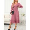 imageDokotoo Womens 2024 Wrap VNeck Twist Knot Long Sleeve Empire Waist Midi Maxi Dress ALine Ruched Flowy Dress with PocketsPink